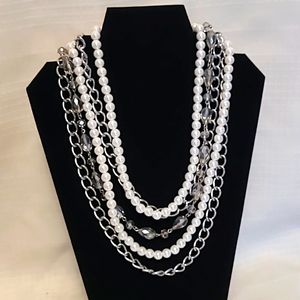 Magnetic Clasp Pearl Chain & Bead Choker Necklace
